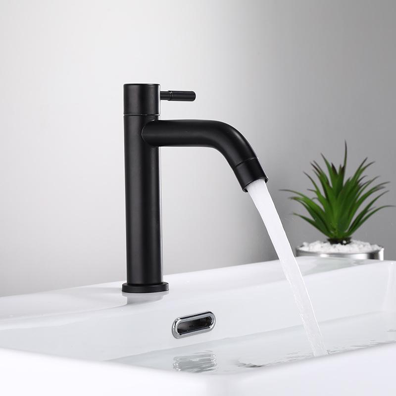 Single Cold Water 304 Stainless Steel Black Bathroom Vanity Top with Undermount Basin and Faucet