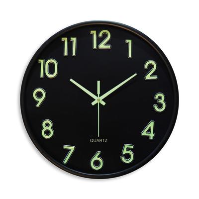 12-Inch Analog Wall Clock – Luminous Night Glow-in-the-Dark Design, Radium Dial, Silent Non-Ticking Sweep