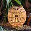 Bohemian Solar Lantern Hangable Weatherproof Rattan Light Boho Outdoor Lantern Smart Light Control Warm White Light
