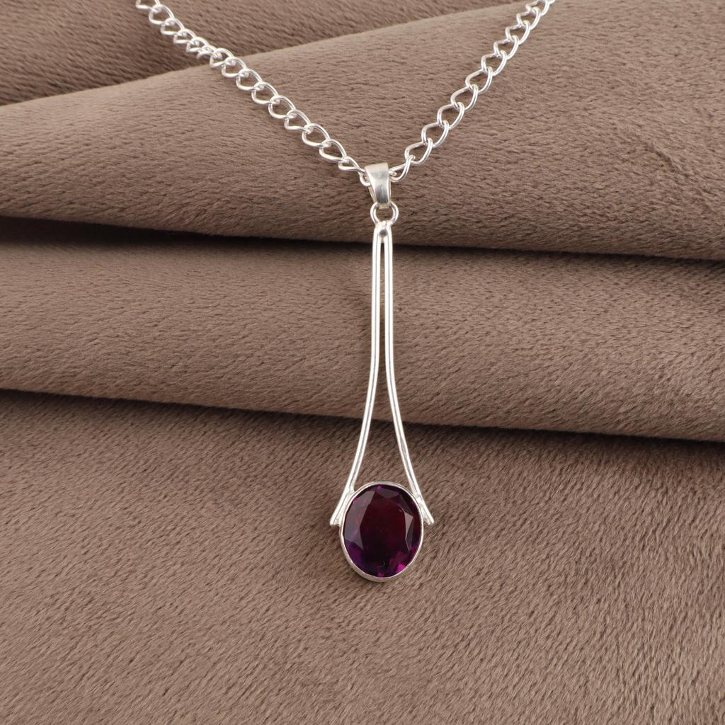 Bio Tourmaline Gemstone 925 Sterling Silver Handmade Jewelry Women Pendant 1.79" For Engagement Gift PP-69-21