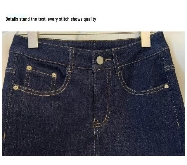 2025 Woodpecker Women's Narrow Leg Cropped Cigarette Jeans with Rolled Hem and Turn-Up Design