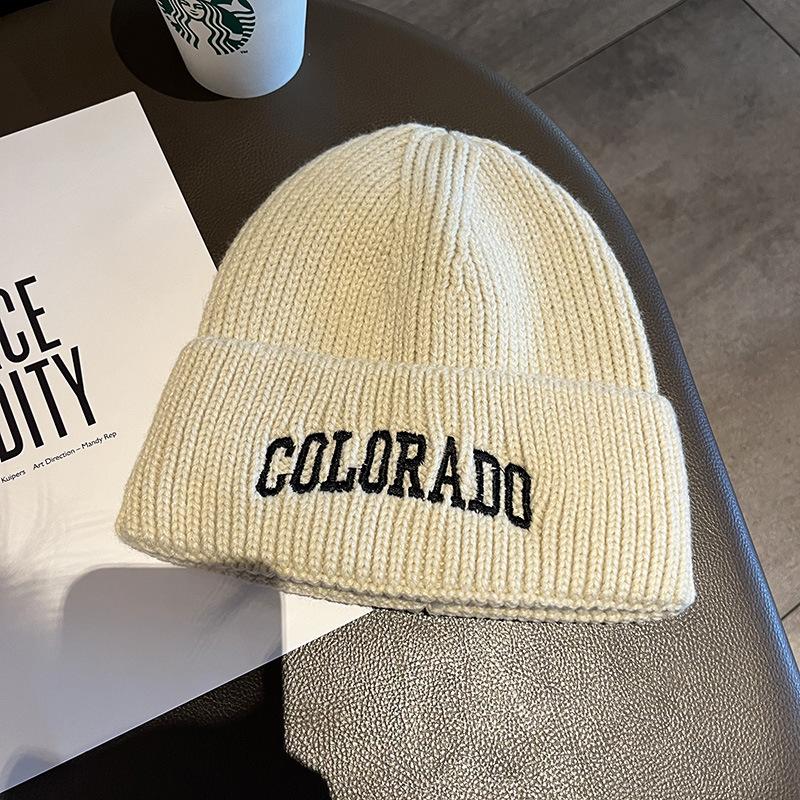 Trendy brand wool hat men's autumn and winter warm big head circumference versatile colorado embroidery knitted bag hat women