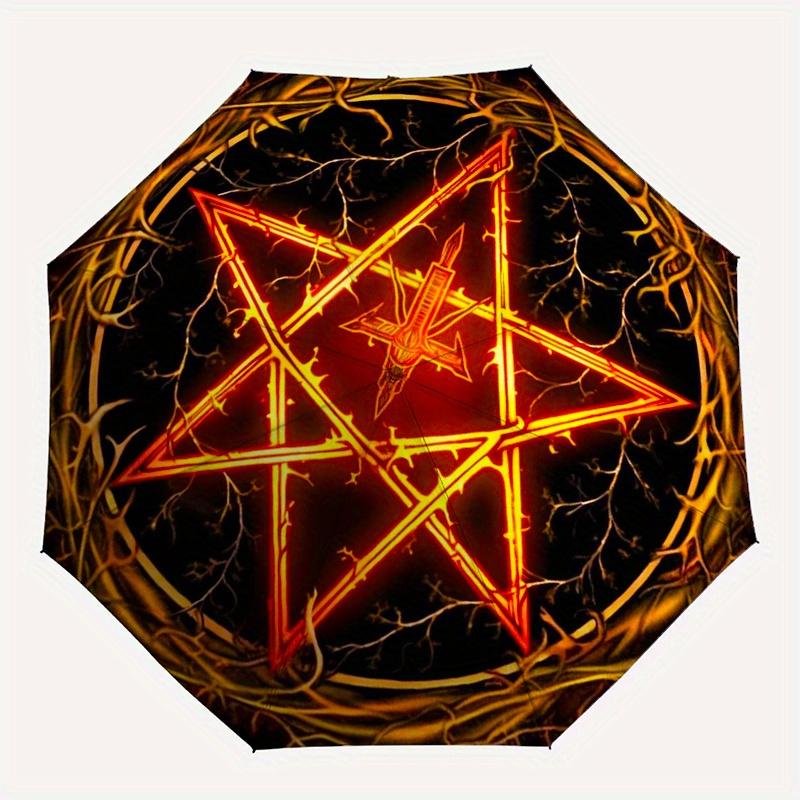 Enchanted Pentagram with Thorny Branches StickerUmbrella, Portable 3-Fold Umbrella for Men & Women,Christmas Gift ES143