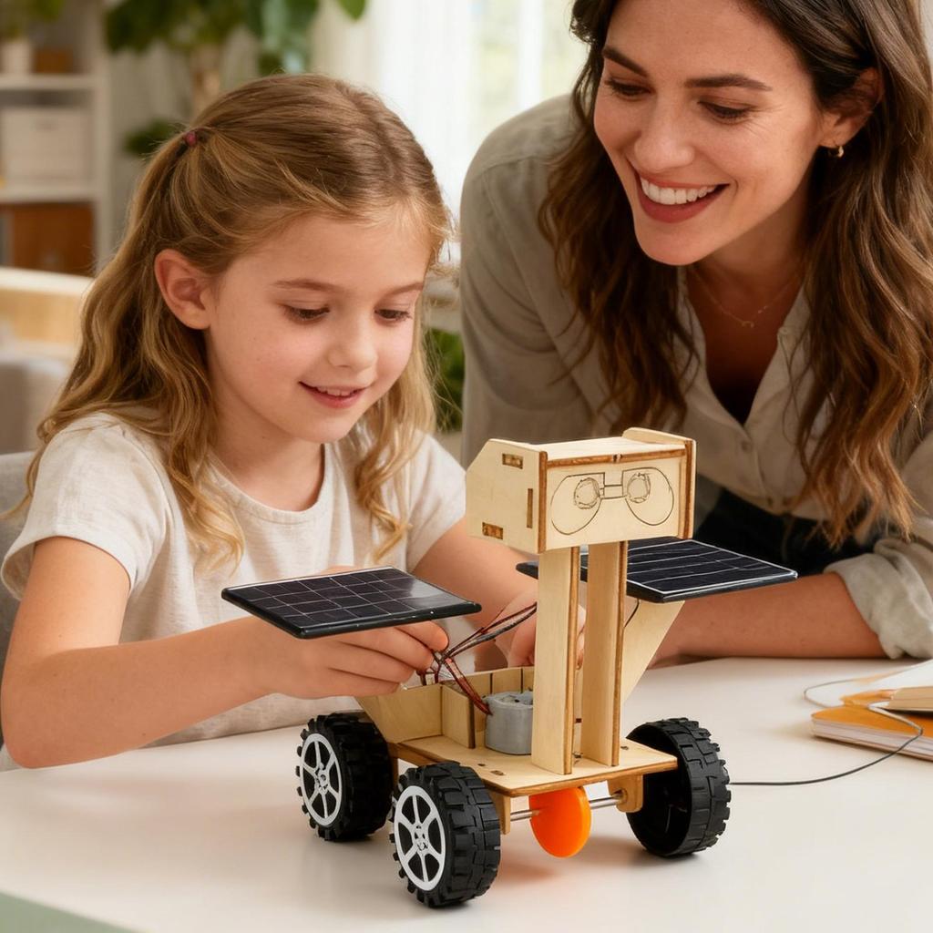 Solar Car Lunar Exploration Vehicle - Children's DIY Hand-Assembled 3D Wooden Puzzle Model Science And Education Toys