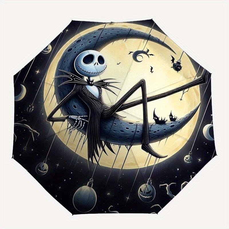 1 Auto Open Moonlight, Nightmare Before Christmas Themed Colorful 8-rib Portable Umbrella for Men and Women, A Compact Commuting Companion S