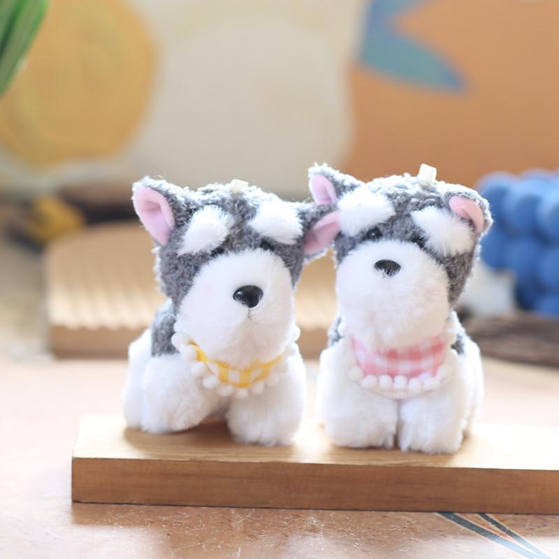 Cute Plush Schnauzer Bag Charm Ultra Soft Short Plush Keychain 12cm