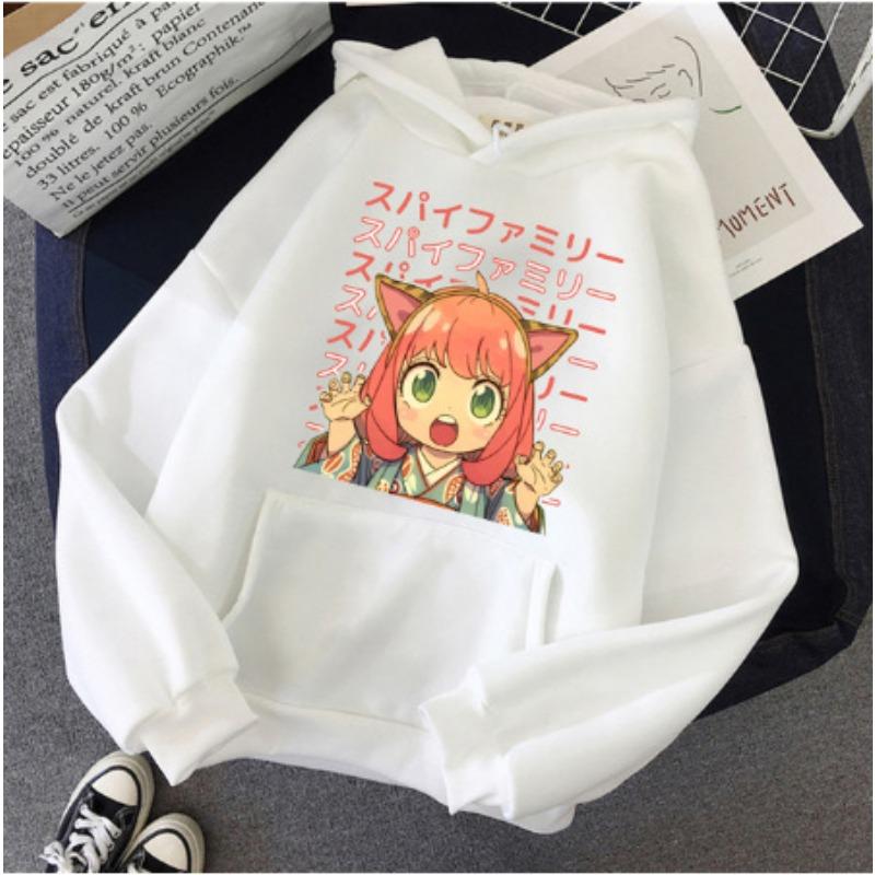 Nowy sweter z nadrukiem kreskówkowej dziewczyny anime dla kobiet, wersja koreańska, styl college'owy, bluza z kapturem