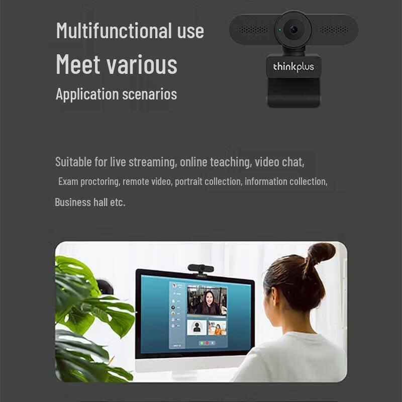 Lenovo WL22A 1080P Full HD Webcam with Dual Noise-Canceling Mic