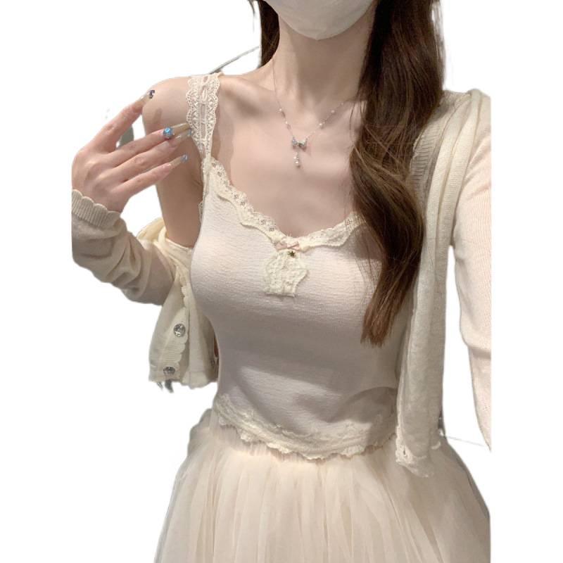 Summer Korean Lace-Trimmed Chic Camisole Tank Top