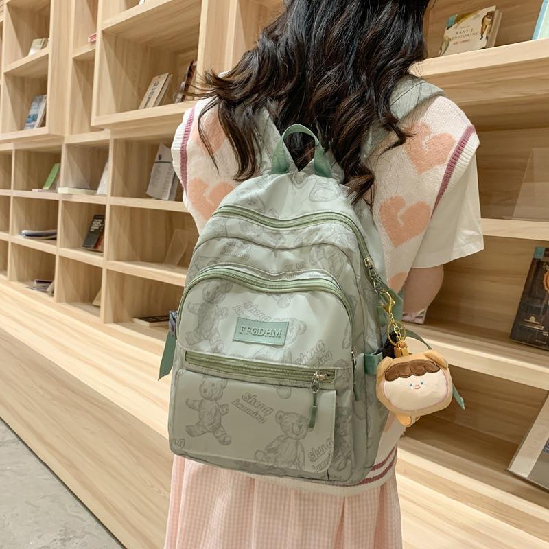 New Cute Bear Junior High School Backpack Large Capacity Girl Ultra Light Burden Reduction Ridge Protection Strong Durable Backpack Fashion