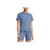 Adidas Designed For Training Logo Solid Color Crew Neck Short Sleeve T-Shirt Women Tops Blue IT7420