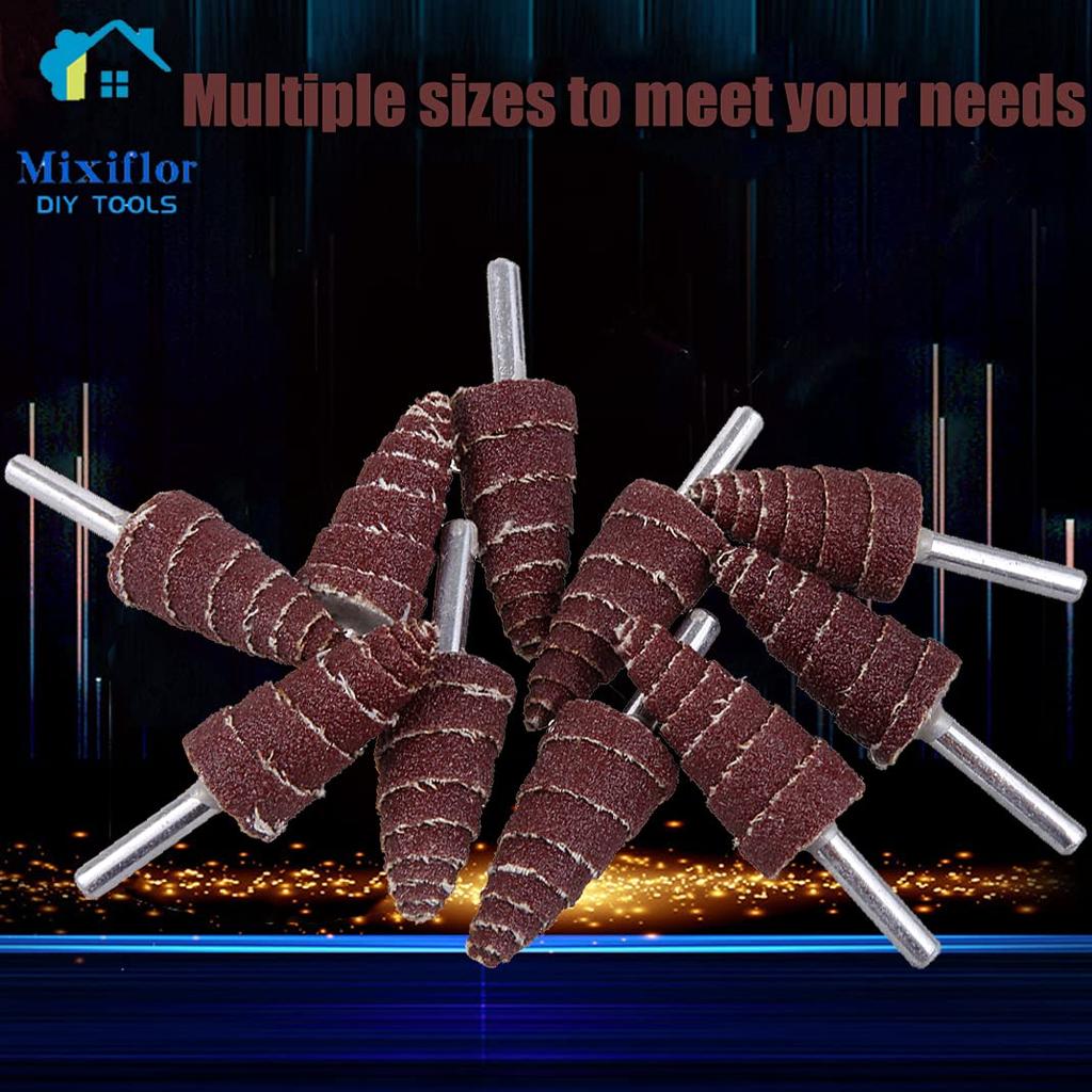 40 Pack 1/4" Shank 80 Grit Cone Shape Abrasive Sandpaper Flap Sanding Wheel Grinding Head Rotary Tool for Grinding and Polishing on Surface and Side