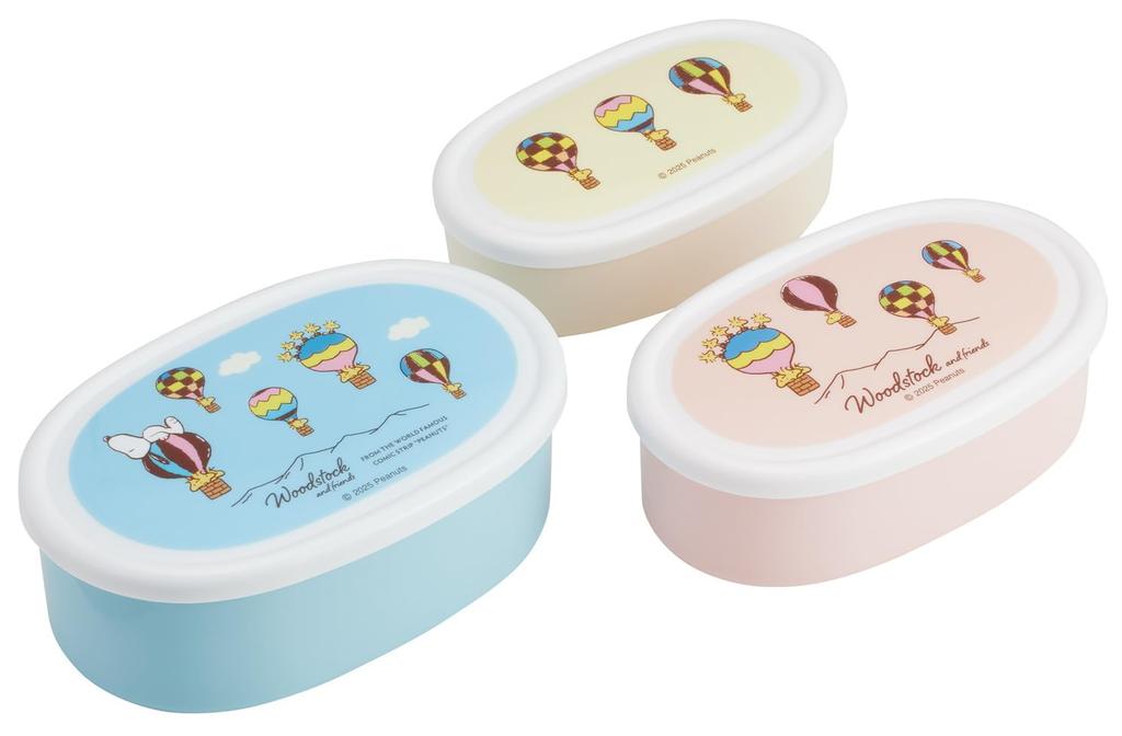 Skater Antibacterial Bento Sealable Storage Made In Set of Snoopy and Woodstock Travel Ag+ Boxes, Containers, Japan, 3, Designs, SRS3SAG-A
