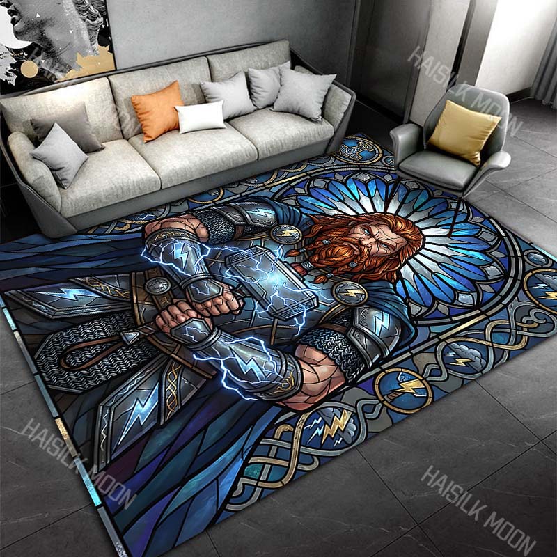 

Thor holding hammer, blue glow Print Carpet Rug for Living Room Bedroom Sofa Doormat Home Decor Non-slip Floor Mat 40x60cm