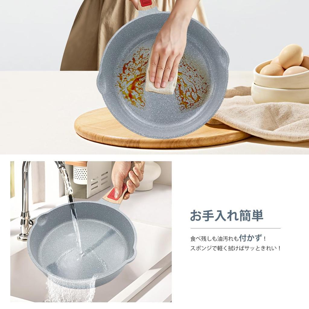 RANXINGST Frying Pan 20cm Compatible Ceramic Coating Removable Handle Oven Dishwasher Safe PFOA PFOS Free Blue IH/Gas Non-Stick & &