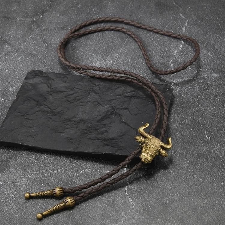 Trendy PU Leather Necktie With Bold Bull Head Design Alloy Necktie Soft Practical Unisex Gift For Birthdays Holidays