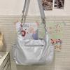 Fashion Aesthetic Soft Fabric Hobo Bag for Women Clear Pocket Ita Crossbody Bag Kawaii Girls Casual Shoulder Bag for Daily