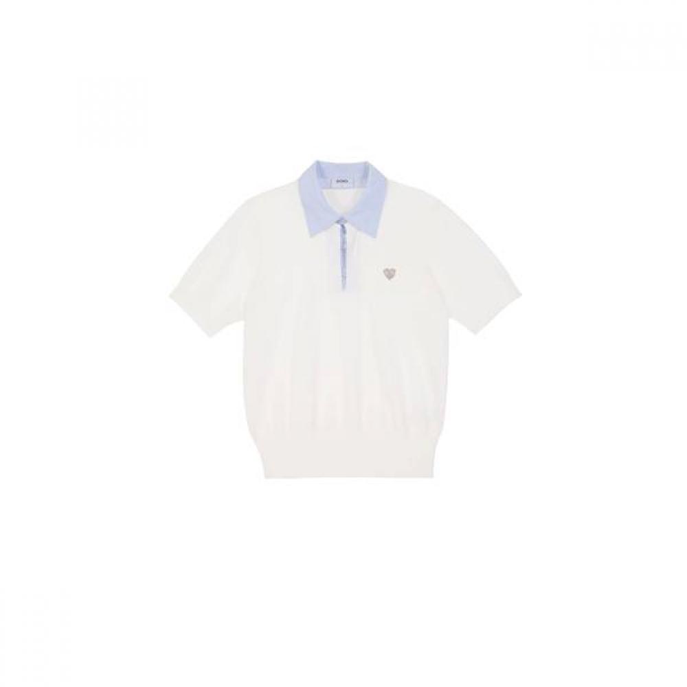 Goxo Men S Metal Heart Short Sleeve Knit Shirt White S(55)