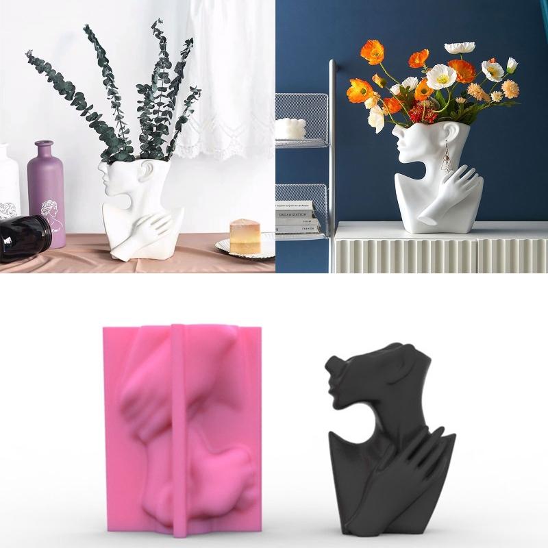 Half-body Human Body Vase Silicone Pot Mold Succulent Flowerpot Clay Cement Plaster Mold DIY Home Garden Flower Pot Mold
