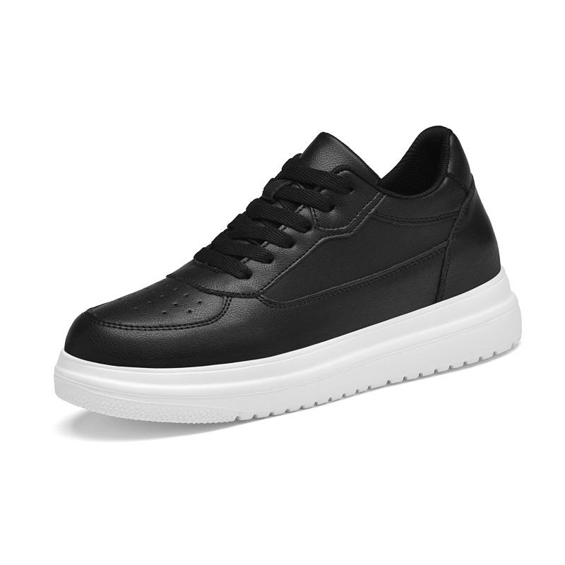 Men's Breathable Skate Sneakers - 10cm Invisible Lift, Thick Sole, White Casual Shoes