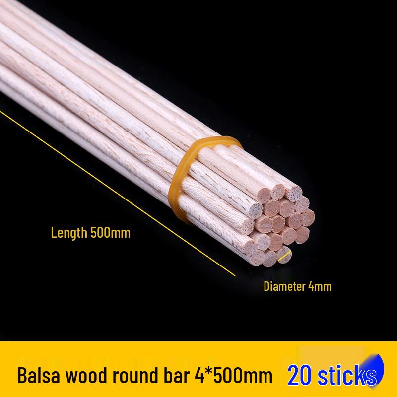 DIY Handmade Balsa Wood Round Rods and Strips for Model Building and Aircraft Model Kits