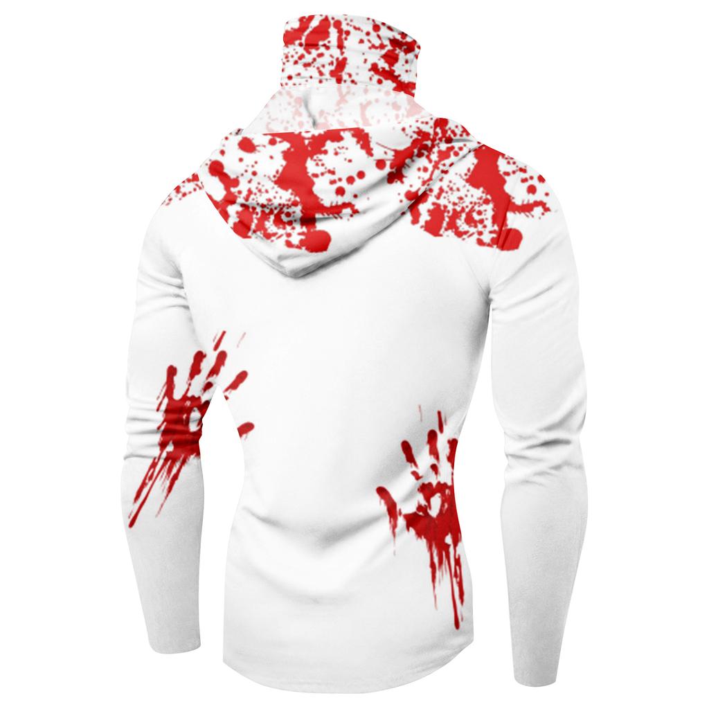 Herren Langarm Kapuzen T-Shirt Schnelltrocknend Sonne Halloween zum Angeln Fitness Sport