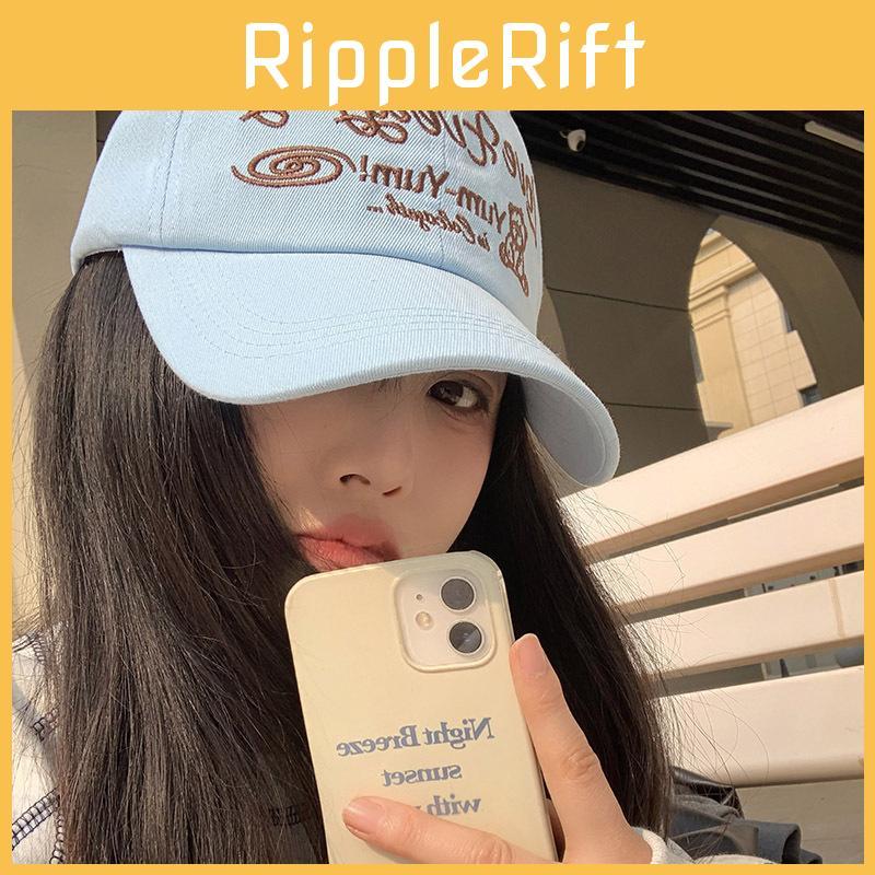 Chic Blue Embroidered Soft Top Baseball Cap For Women Summer Essential Stylish Sun Hat