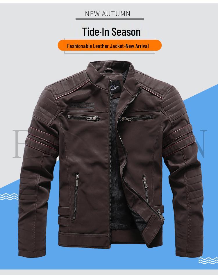 Men's PU Leather Aviator Motorcycle Jacket with Multi-Embroidery - Trendy Youth Fashion