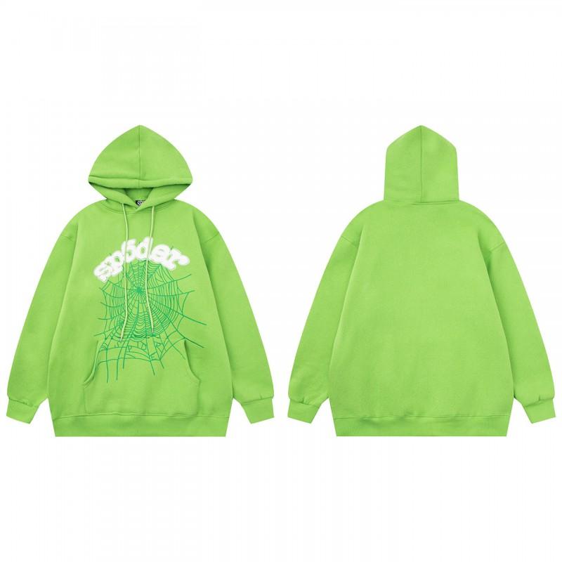 Sp5der Spider Web Foam Print Fleece Hoodie Loose Fit Hip Hop Sweatshirt Men Women