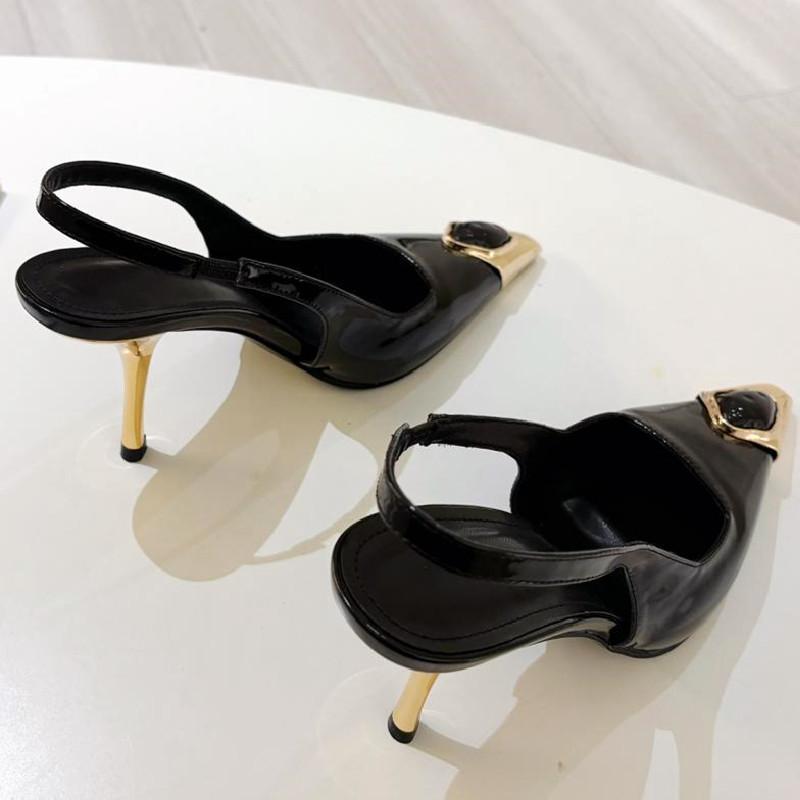 Summer Set Diamonds Design Luxury Heels Womens Elegant Pointed Toe Thin Heel Slingback Sandals Wedding Shoes Zapatillas De Mujer