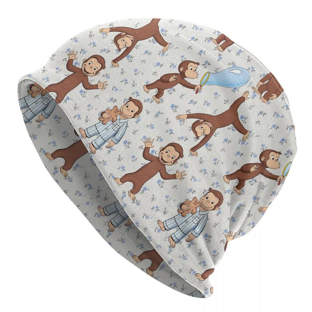 Curious George Collage Bonnet Hat Hip Hop Outdoor Skullies Beanies Hats Unisex Warm Multifunction Cap