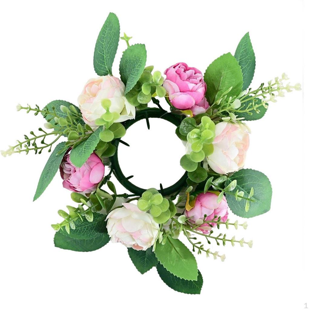 Peony Wreath Faux with Peonies Realistic for Wedding, Mantel, Table Centerpiece Light Pink