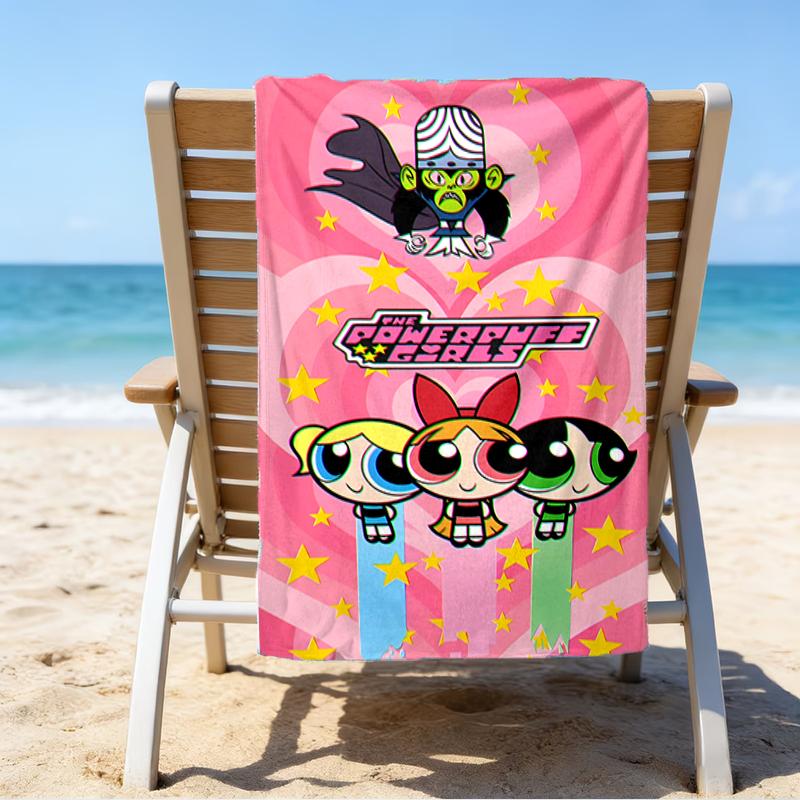 proof beach towel with a The Powerpuff Girls2 pattern - soft,absorbent,quick-drying,machine washable - perfect for swimming,camping,bathing