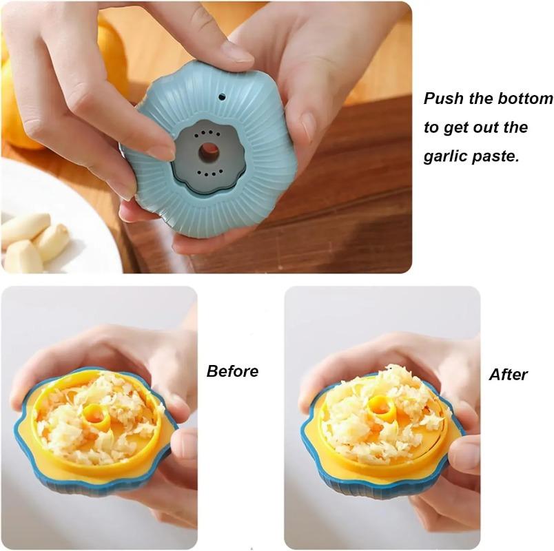 Kitchen Gadgets Cute Household Garlic Shape Plastic Manual Rotary Grinding Garlic Press Mini Chopper For Chili Ginger and Garlic