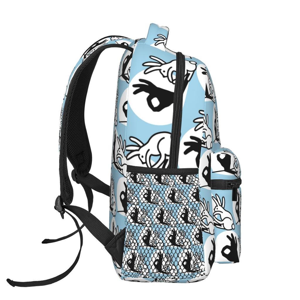 Rabbit Bunny Shadow Puppet Hand OK Gesture Sign Backpacks Boys Girls Bookbag Students School Bags Travel Rucksack Shoulder Bag