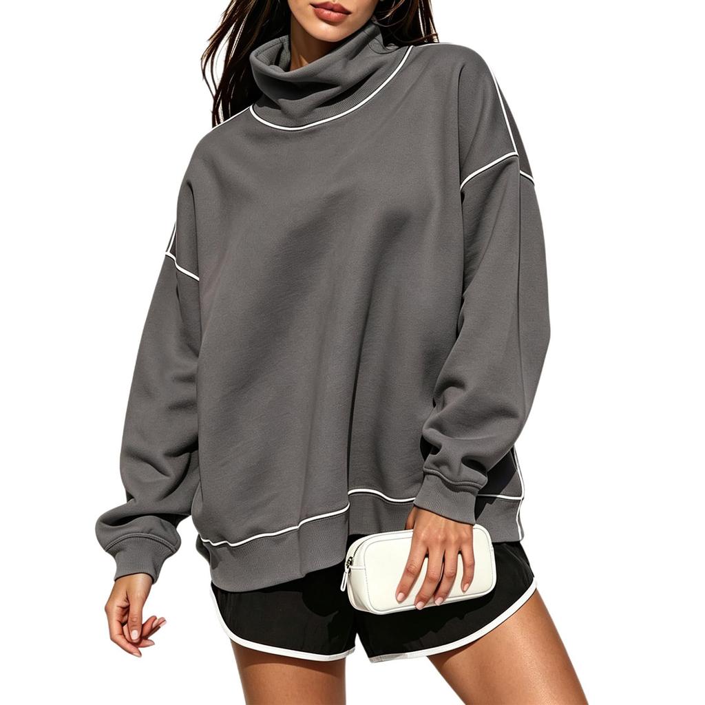 Women's Fashion Color Long Sleeve Pullover Hoodie Casual Sweatshirt