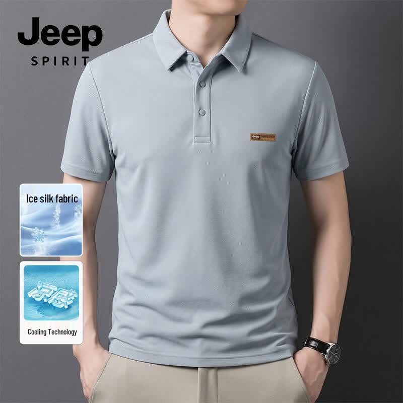 JEEP SPIRIT Men s Ice Silk UPF50+ Sun Protection Short Sleeve Polo T-Shirt M