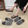 New Hollow out Summer Head Cover Semi Slippers Roman Fish Net Flat Bottom Sandals Woven Fisherman round Toe Ladies Slippers