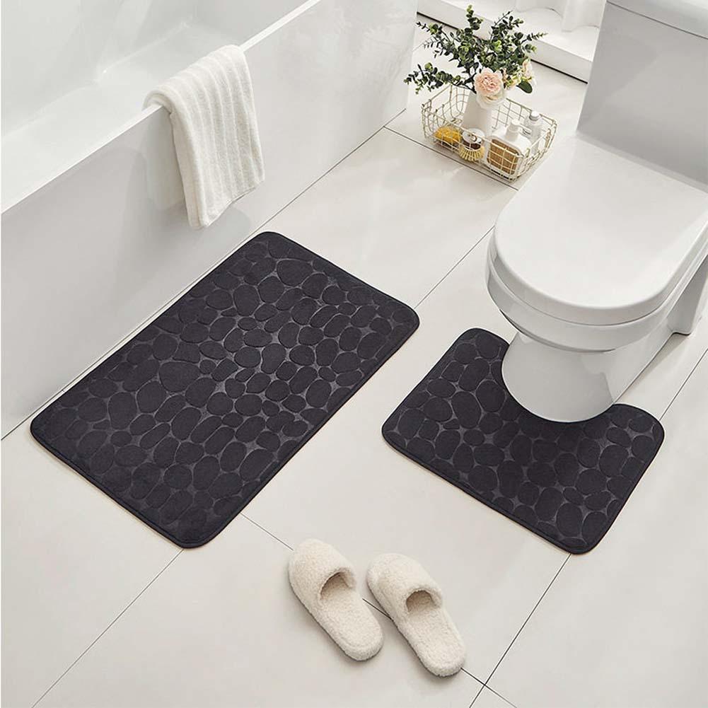 Kiesel Korallenfleece Badezimmer-Matten-Set - Wasserabsorbierend & Rutschfest (2 Stück)