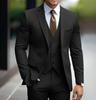 New Men's Suits Formal Outfits 3 Pcs Elegant Single Breasted Notch Lapel Formal Blazer Slim Fit Costume (Jacket + Vest + Pants)