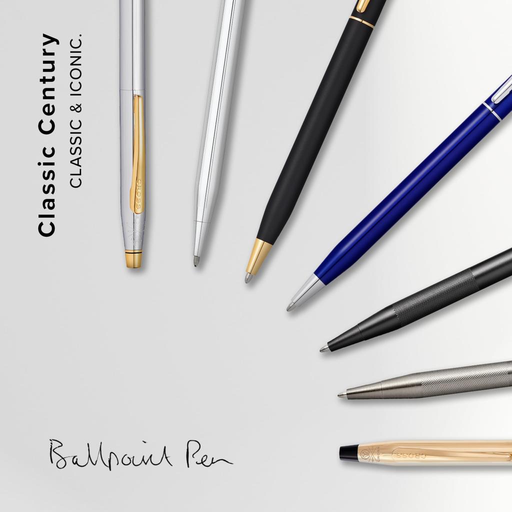 Cross Classic Century Medalist Silver Ballpoint Pen, Medium Point, Premium Gift Box and Gift Bag