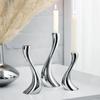 Stainless Steel Swan Neck Candlestick Silver Metal  Curve Handicraft Candle Holder Wedding Dining Table Home Decoration