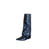Skinny White Trouser Boots 2025 New Pointed High Knight Boots Wedge Heel Boots Women's Knee-length Boots