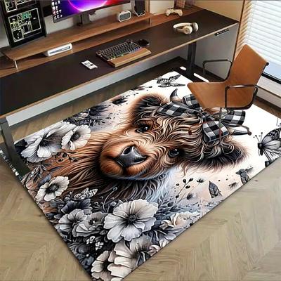 1PC Cow Butterfly Extra Large Non Slip Floor Carpet, Office, Family, Bedroom Large Area Rug Indoor Rugs, Vibrant Colors