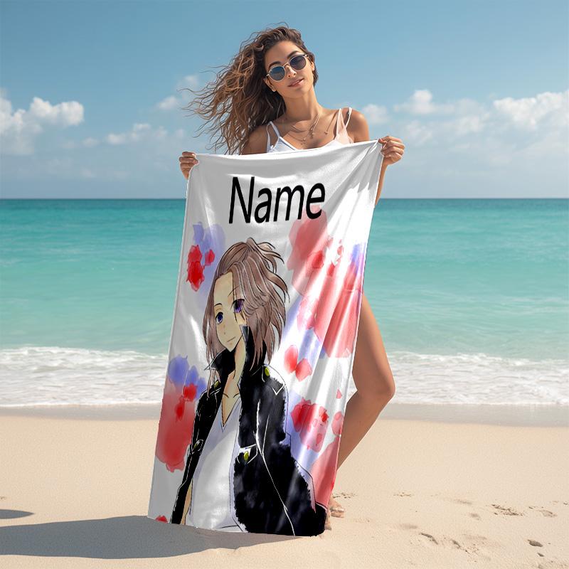 Personalized customized proof beach towel with Tokyo Revengers pattern - soft, absorbent,quick-drying,perfect swimming,camping&bathing