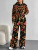 European and American Autumn and Winter Casual Long-sleeved Suit Women's Hooded Sweater Trousers Two-piece Set Retro Elements