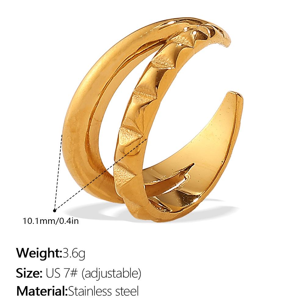 Europe, America 2025 carved ring trend stainless steel plated 18K gold men and women wear ring