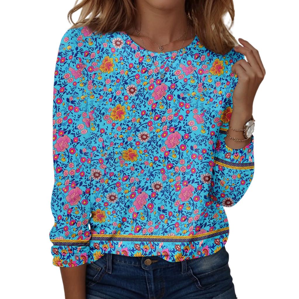 Long Sleeve Shirts For Women Cute Print Graphic Tees Blouses Casual Plus Size Basic Tops Pullover