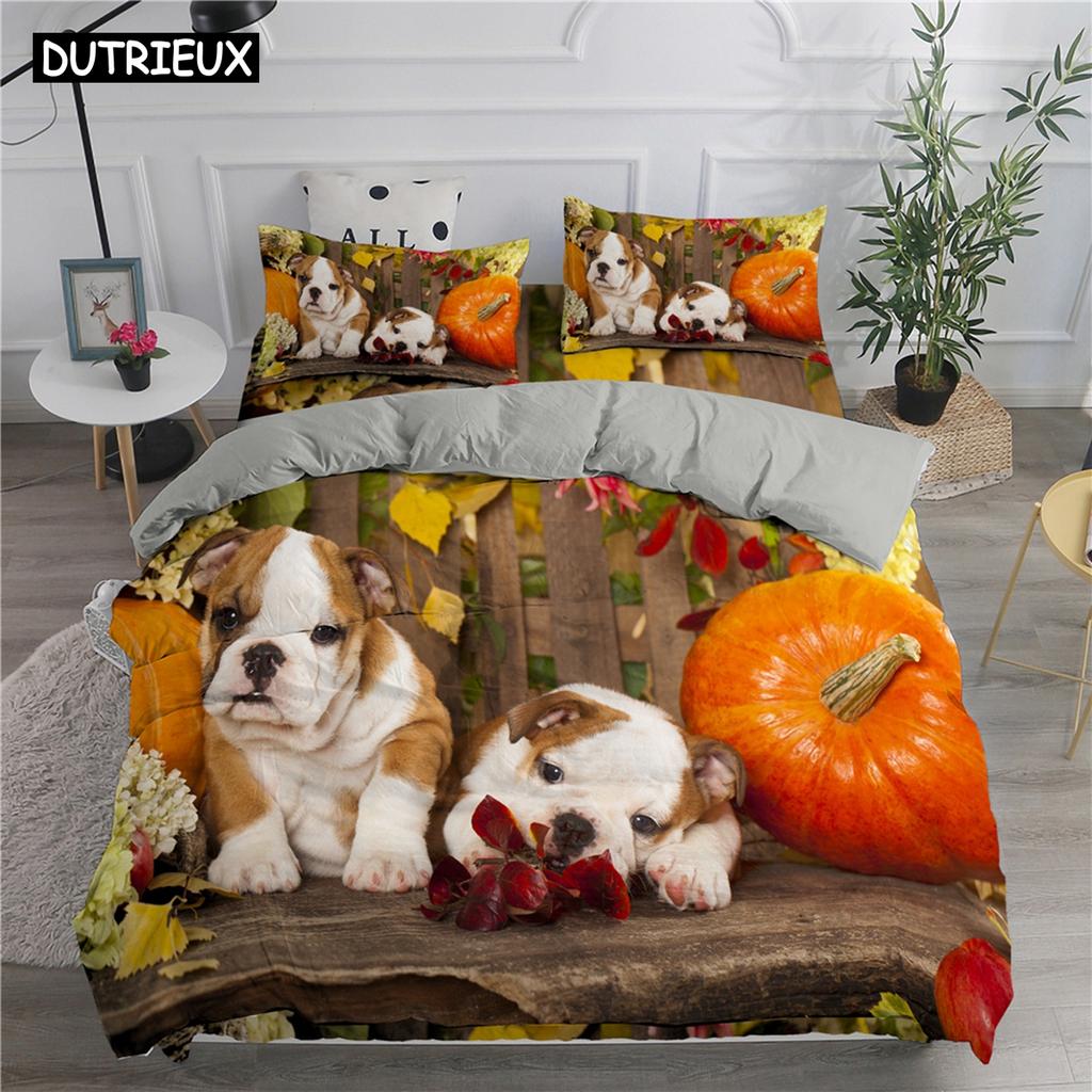 Lovely White Dogs Bedding Set Animal Fashion 3D Print Comforter Luxury Queen King Single Size Duvet Cover Set Home Textile Decor