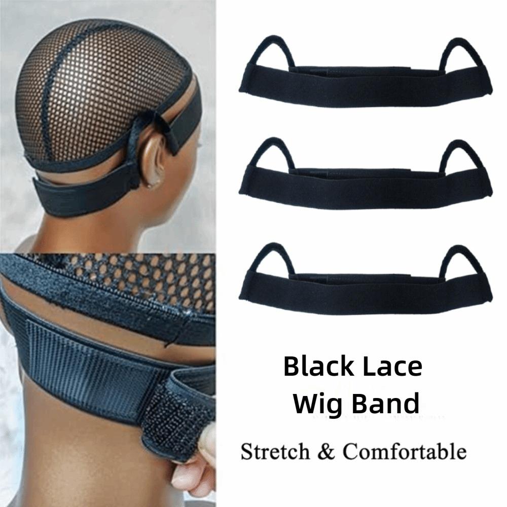 Adjustable Black Lace Wig Band Comfortable Wig Edges Wrap Ear Hanger Melting Band  for Lace Wigs